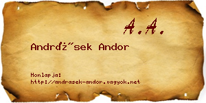 Andrásek Andor névjegykártya